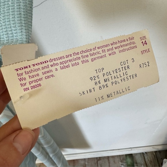 Vintage 60s Toni Todd‎ Dress Metallic Lurex Maxi Gown Silver Blue Womens Medium - Picture 8 of 12